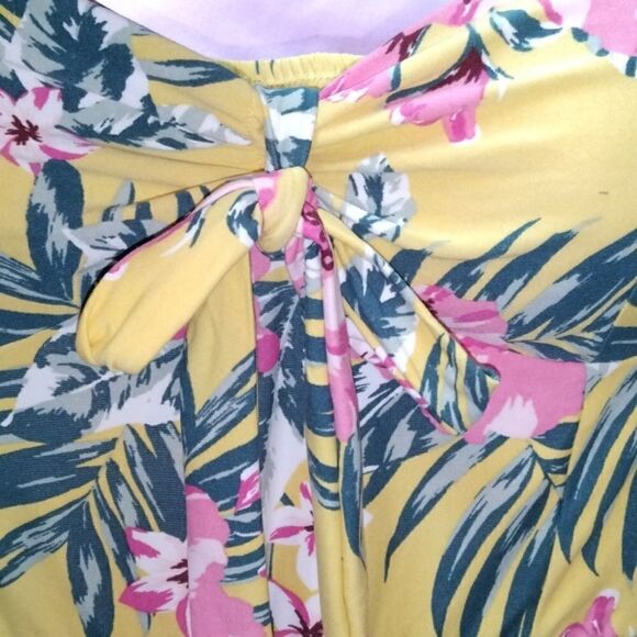 Women's Juniors Floral Strapless Tie Front Jumpsuit - Picture 7 of 7